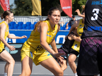 Alicja Zytkowska participates in the LOTTO 3x3 League basketball game in Sosnowiec, Poland, on September 6, 2024. The Lotto 3x3 Liga tournam...