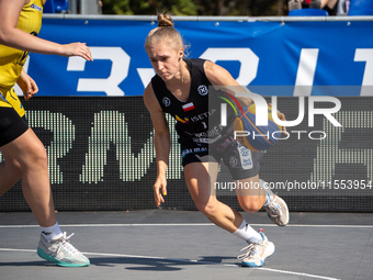 Kinga Dzierbicka participates in the LOTTO 3x3 League basketball game in Sosnowiec, Poland, on September 6, 2024. The Lotto 3x3 Liga tournam...