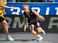 Kinga Dzierbicka participates in the LOTTO 3x3 League basketball game in Sosnowiec, Poland, on September 6, 2024. The Lotto 3x3 Liga tournam...