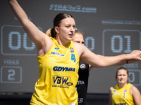 Julia Kobiella participates in the LOTTO 3x3 League basketball game in Sosnowiec, Poland, on September 6, 2024. The LOTTO 3x3 Liga tournamen...