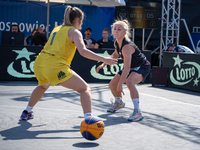 Kinga Dzierbicka participates in the LOTTO 3x3 League basketball game in Sosnowiec, Poland, on September 6, 2024. The Lotto 3x3 Liga tournam...