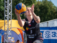 Magdalena Wojdalska participates in the LOTTO 3x3 League basketball game in Sosnowiec, Poland, on September 6, 2024. The Lotto 3x3 Liga tour...