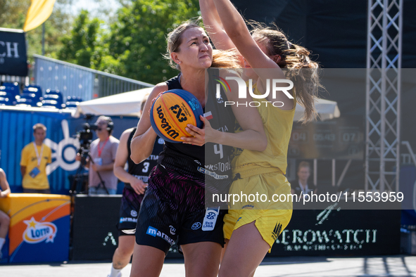 Magdalena Ratajczak participates in the LOTTO 3x3 League basketball game in Sosnowiec, Poland, on September 6, 2024. The Lotto 3x3 Liga tour...