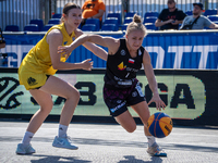 Kinga Dzierbicka participates in the LOTTO 3x3 League basketball game in Sosnowiec, Poland, on September 6, 2024. The Lotto 3x3 Liga tournam...