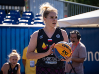 Magdalena Wojdalska participates in the LOTTO 3x3 League basketball game in Sosnowiec, Poland, on September 6, 2024. The Lotto 3x3 Liga tour...