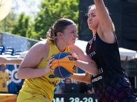 Julia Kobiella participates in the LOTTO 3x3 League basketball game in Sosnowiec, Poland, on September 6, 2024. The LOTTO 3x3 Liga tournamen...