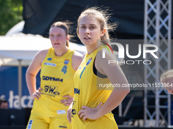 Maja Pastuszka participates in the LOTTO 3x3 League basketball game in Sosnowiec, Poland, on September 6, 2024. The Lotto 3x3 Liga tournamen...