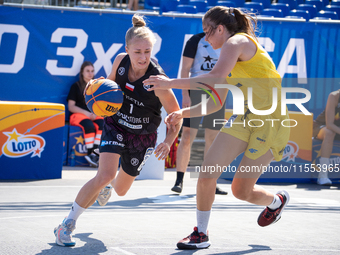 Kinga Dzierbicka participates in the LOTTO 3x3 League basketball game in Sosnowiec, Poland, on September 6, 2024. The Lotto 3x3 Liga tournam...