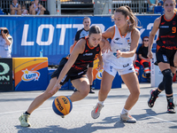 Martyna Kuriata participates in the LOTTO 3x3 League basketball game in Sosnowiec, Poland, on September 6, 2024. The Lotto 3x3 Liga tourname...