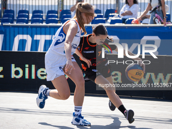 Inga Stepien participates in the LOTTO 3x3 League basketball game in Sosnowiec, Poland, on September 6, 2024. Lotto 3x3 Liga tournament matc...