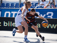 Inga Stepien participates in the LOTTO 3x3 League basketball game in Sosnowiec, Poland, on September 6, 2024. Lotto 3x3 Liga tournament matc...