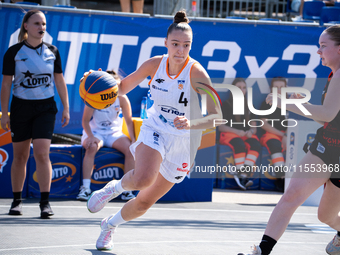 Aleksandra Zukowska participates in the LOTTO 3x3 League basketball game in Sosnowiec, Poland, on September 6, 2024. The Lotto 3x3 Liga tour...