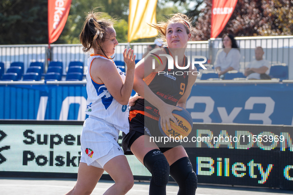 Klaudia Golebiewska participates in the LOTTO 3x3 League basketball game in Sosnowiec, Poland, on September 6, 2024. The Lotto 3x3 Liga tour...