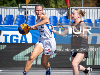 Weronika Jarecka and Paulina Klich participate in the LOTTO 3x3 League basketball game in Sosnowiec, Poland, on September 6, 2024. The Lotto...