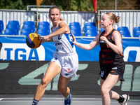 Weronika Jarecka and Paulina Klich participate in the LOTTO 3x3 League basketball game in Sosnowiec, Poland, on September 6, 2024. The Lotto...