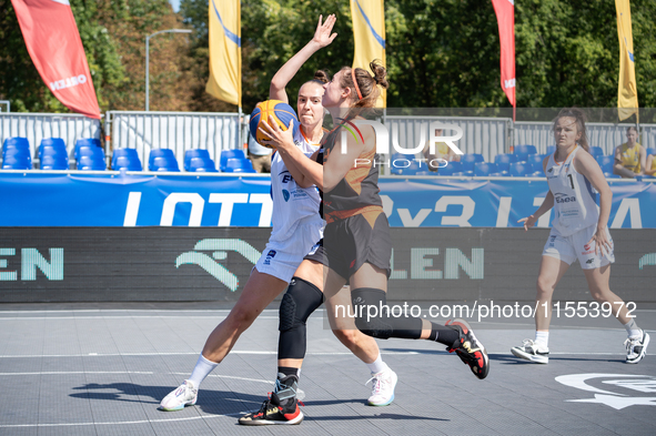 Klaudia Golebiewska participates in the LOTTO 3x3 League basketball game in Sosnowiec, Poland, on September 6, 2024. The Lotto 3x3 Liga tour...