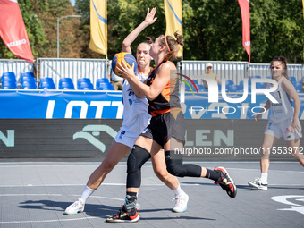 Klaudia Golebiewska participates in the LOTTO 3x3 League basketball game in Sosnowiec, Poland, on September 6, 2024. The Lotto 3x3 Liga tour...