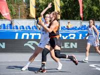 Klaudia Golebiewska participates in the LOTTO 3x3 League basketball game in Sosnowiec, Poland, on September 6, 2024. The Lotto 3x3 Liga tour...