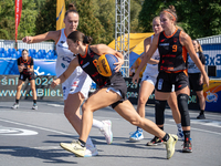 Martyna Kuriata participates in the LOTTO 3x3 League basketball game in Sosnowiec, Poland, on September 6, 2024. The Lotto 3x3 Liga tourname...