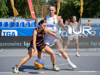 Martyna Kuriata participates in the LOTTO 3x3 League basketball game in Sosnowiec, Poland, on September 6, 2024. The Lotto 3x3 Liga tourname...