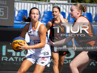 Bianka Napierala participates in the LOTTO 3x3 League basketball game in Sosnowiec, Poland, on September 6, 2024. The Lotto 3x3 Liga tournam...