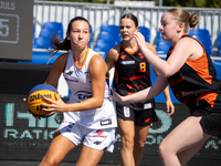 Bianka Napierala participates in the LOTTO 3x3 League basketball game in Sosnowiec, Poland, on September 6, 2024. The Lotto 3x3 Liga tournam...