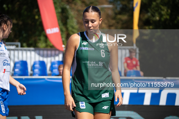 Dominika Mazurek participates in the LOTTO 3x3 League basketball game in Sosnowiec, Poland, on September 6, 2024. Lotto 3x3 Liga tournament...