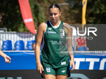 Dominika Mazurek participates in the LOTTO 3x3 League basketball game in Sosnowiec, Poland, on September 6, 2024. Lotto 3x3 Liga tournament...