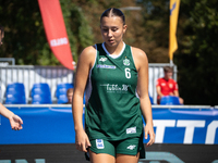 Dominika Mazurek participates in the LOTTO 3x3 League basketball game in Sosnowiec, Poland, on September 6, 2024. Lotto 3x3 Liga tournament...