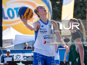 Weronika Steblecka participates in the LOTTO 3x3 League basketball game in Sosnowiec, Poland, on September 6, 2024. The Lotto 3x3 Liga tourn...