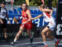 Sara Pajak participates in the LOTTO 3x3 League basketball game in Sosnowiec, Poland, on September 6, 2024. The Lotto 3x3 Liga tournament ma...