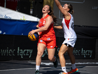 Sara Pajak participates in the LOTTO 3x3 League basketball game in Sosnowiec, Poland, on September 6, 2024. The Lotto 3x3 Liga tournament ma...