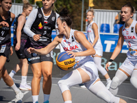 Julia Bazan participates in the LOTTO 3x3 League basketball game in Sosnowiec, Poland, on September 6, 2024. Lotto 3x3 Liga tournament match...