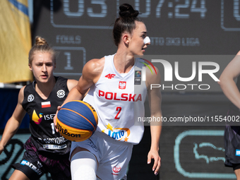 Julia Bazan participates in the LOTTO 3x3 League basketball game in Sosnowiec, Poland, on September 6, 2024. Lotto 3x3 Liga tournament match...