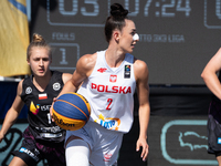 Julia Bazan participates in the LOTTO 3x3 League basketball game in Sosnowiec, Poland, on September 6, 2024. Lotto 3x3 Liga tournament match...