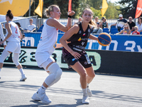 Magdalena Ratajczak participates in the LOTTO 3x3 League basketball game in Sosnowiec, Poland, on September 6, 2024. Lotto 3x3 Liga tourname...