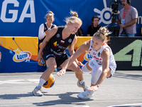 Kinga Dzierbicka participates in the LOTTO 3x3 League basketball game in Sosnowiec, Poland, on September 6, 2024. The Lotto 3x3 Liga tournam...