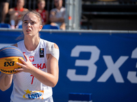 Aleksandra Pszczolarska participates in the LOTTO 3x3 League basketball game in Sosnowiec, Poland, on September 6, 2024. The Lotto 3x3 Liga...