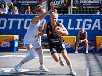 Kinga Dzierbicka participates in the LOTTO 3x3 League basketball game in Sosnowiec, Poland, on September 6, 2024. The Lotto 3x3 Liga tournam...