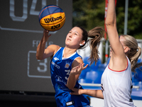 Bianka Napierala participates in the LOTTO 3x3 League basketball game in Sosnowiec, Poland, on September 6, 2024. The Lotto 3x3 Liga tournam...