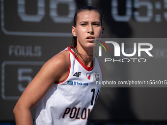 Bozena Puter participates in the LOTTO 3x3 League basketball game in Sosnowiec, Poland, on September 6, 2024. The Lotto 3x3 Liga tournament...