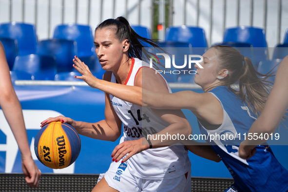 Bozena Puter participates in the LOTTO 3x3 League basketball game in Sosnowiec, Poland, on September 6, 2024. The Lotto 3x3 Liga tournament...