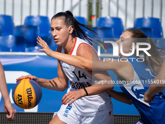 Bozena Puter participates in the LOTTO 3x3 League basketball game in Sosnowiec, Poland, on September 6, 2024. The Lotto 3x3 Liga tournament...