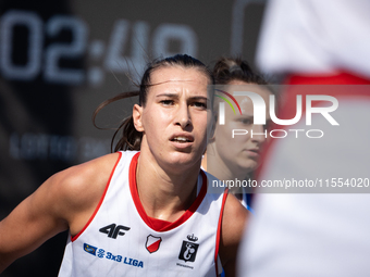 Bozena Puter participates in the LOTTO 3x3 League basketball game in Sosnowiec, Poland, on September 6, 2024. The Lotto 3x3 Liga tournament...