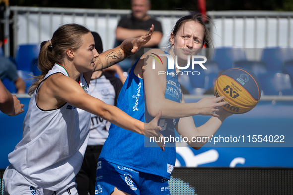 Anastazja Owczarzak participates in the LOTTO 3x3 League basketball game in Sosnowiec, Poland, on September 6, 2024. The Lotto 3x3 Liga tour...