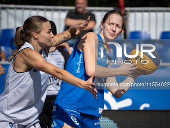 Anastazja Owczarzak participates in the LOTTO 3x3 League basketball game in Sosnowiec, Poland, on September 6, 2024. The Lotto 3x3 Liga tour...