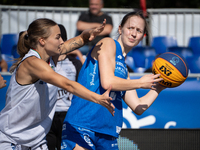 Anastazja Owczarzak participates in the LOTTO 3x3 League basketball game in Sosnowiec, Poland, on September 6, 2024. The Lotto 3x3 Liga tour...