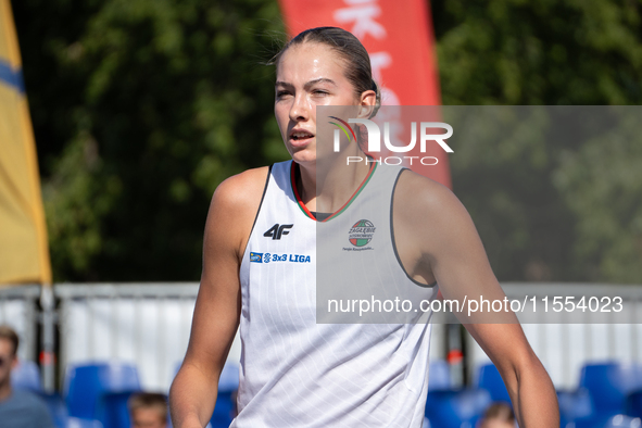 Kamila Borkowska participates in the LOTTO 3x3 League basketball game in Sosnowiec, Poland, on September 6, 2024. The Lotto 3x3 Liga tournam...