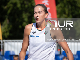 Kamila Borkowska participates in the LOTTO 3x3 League basketball game in Sosnowiec, Poland, on September 6, 2024. The Lotto 3x3 Liga tournam...