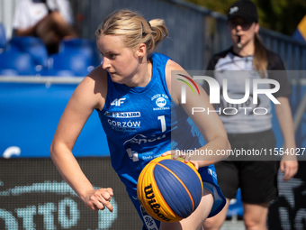 Julia Beczkowska participates in the LOTTO 3x3 League basketball game in Sosnowiec, Poland, on September 6, 2024. Lotto 3x3 Liga tournament...